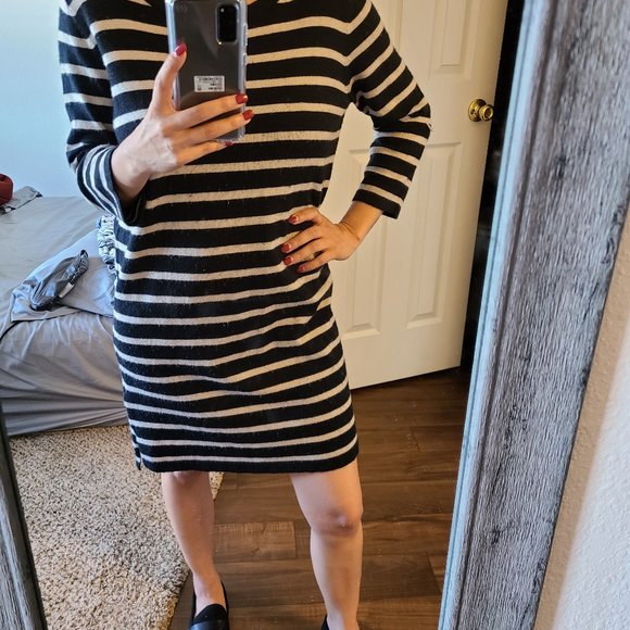 Sweater dress stripped knit t shirt dress … - Picture 1 of 6